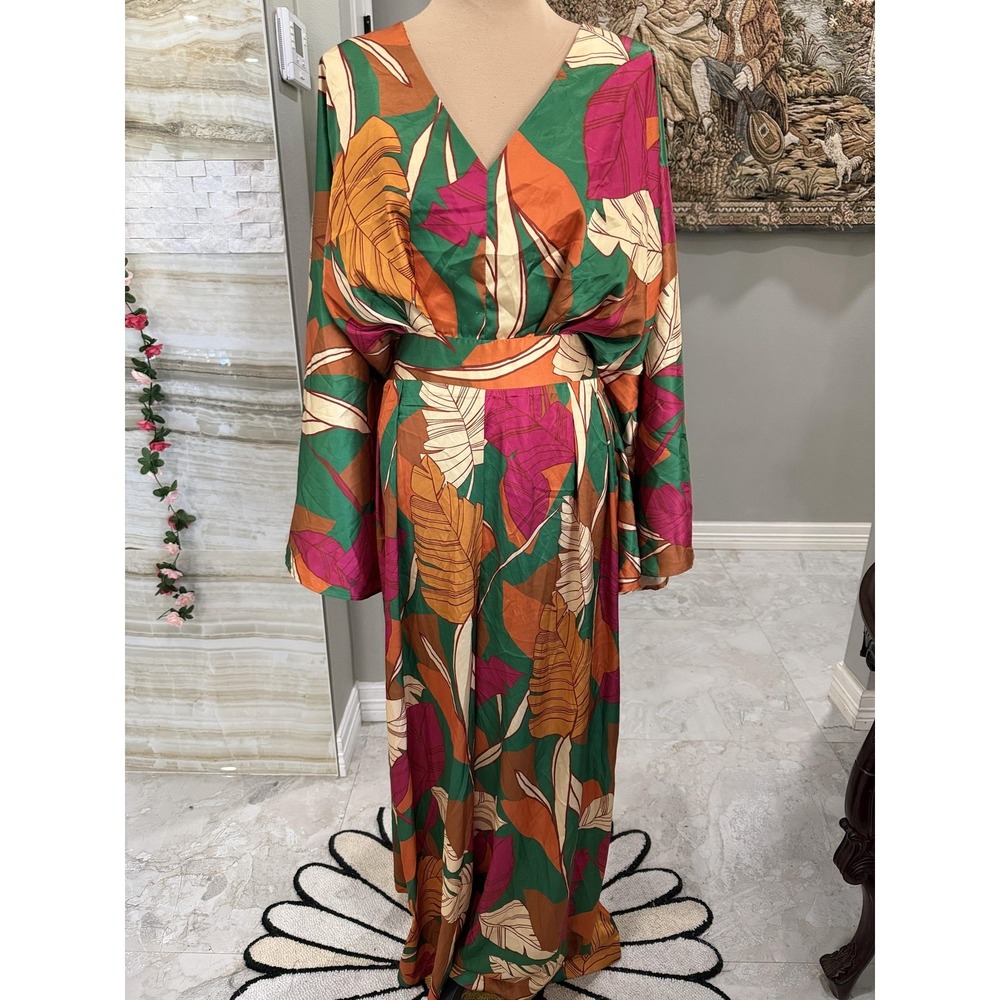 Fashion Nova Jumpsuit Womens Large Multicolor Tropical Floral Backless